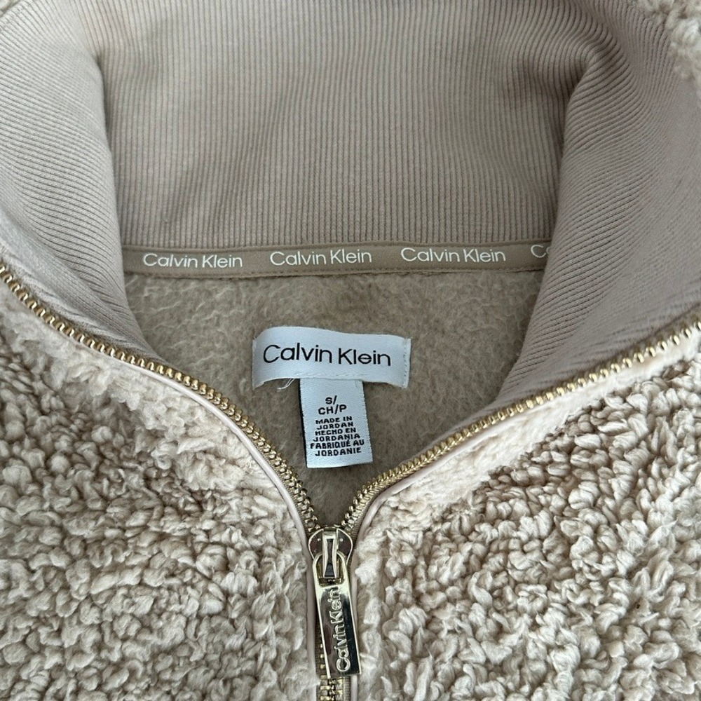 Calvin Klein Women's Sherpa Quarter Zip Pullover Jacket S M1XHP855 Teddy Fleece - Picture 7 of 7